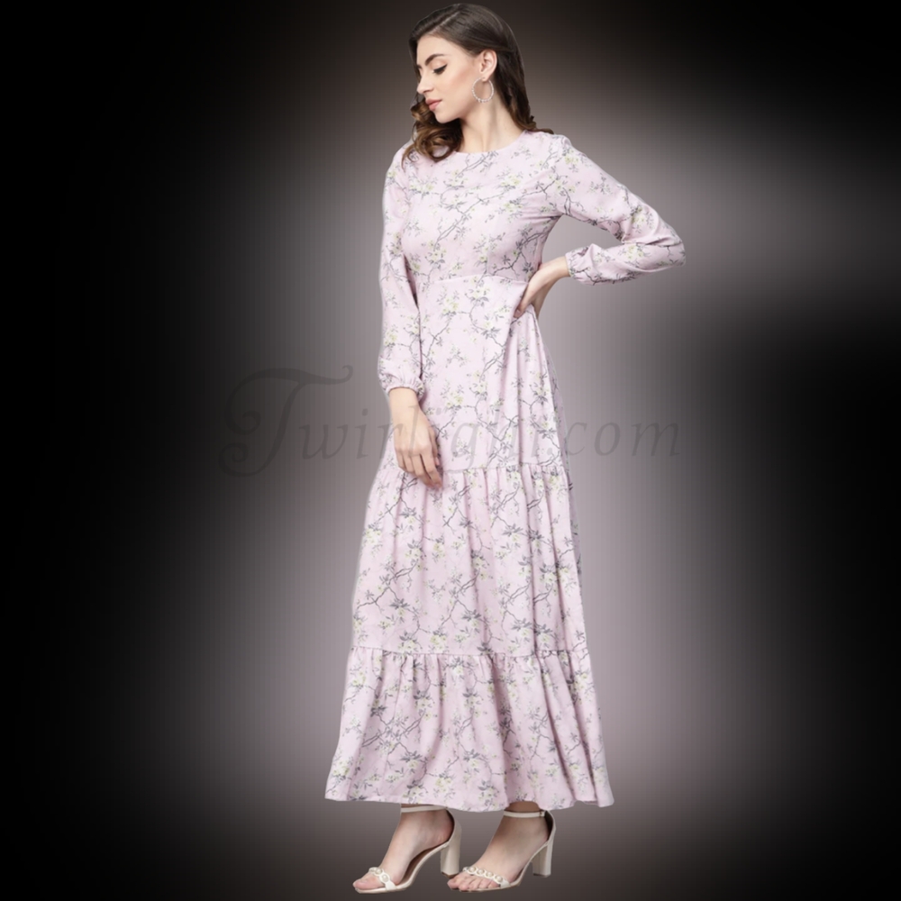 Lilac: Tiered Floral Maxi Dress